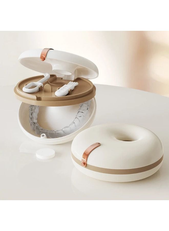 Pink Donut Retainer Case With Clear Lid 2 Tools Soft Lining Travel Friendly Storage Box - Image 1